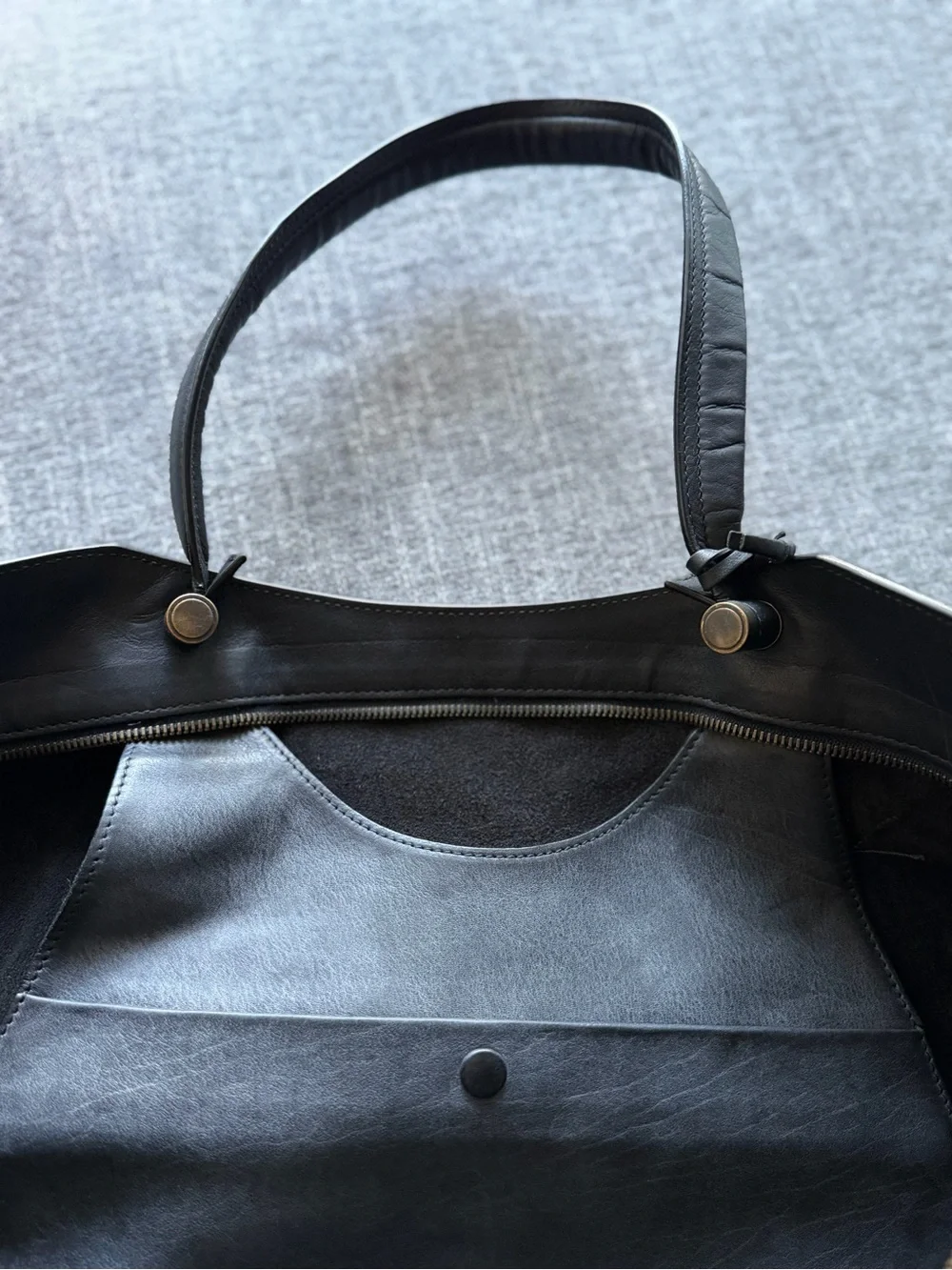 Balenciaga Blackout City XL Smooth Black Leather Large Tote Bag